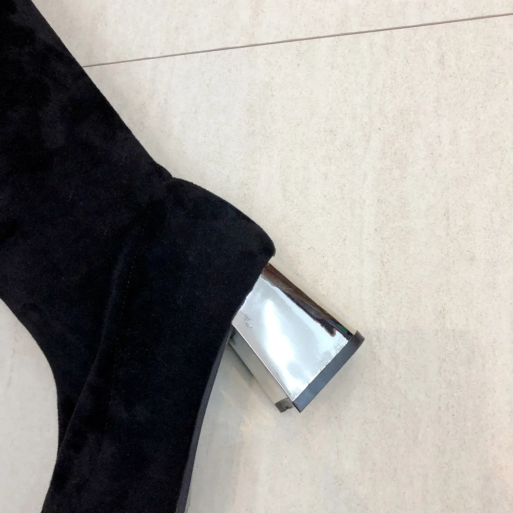 Зимние ботфорты размер 35 43 женские Стрейчевые сапоги до бедра привлекательные