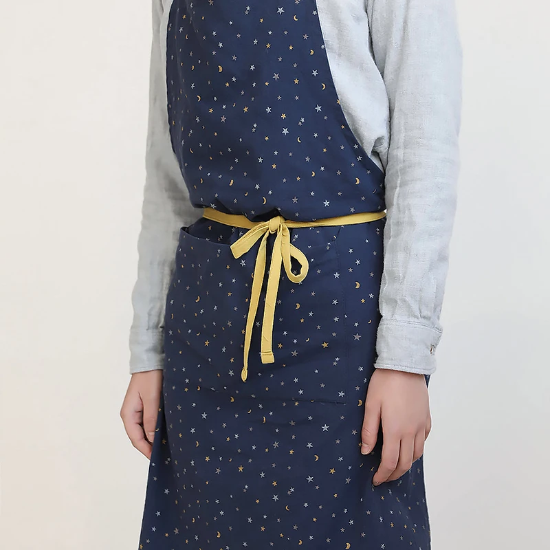 

New Kitchen Apron Cute Pattern Bib Apron Cooking Baking Cleaning Use Adult Pinafore Cotton Kitchen Accessories Adjustable