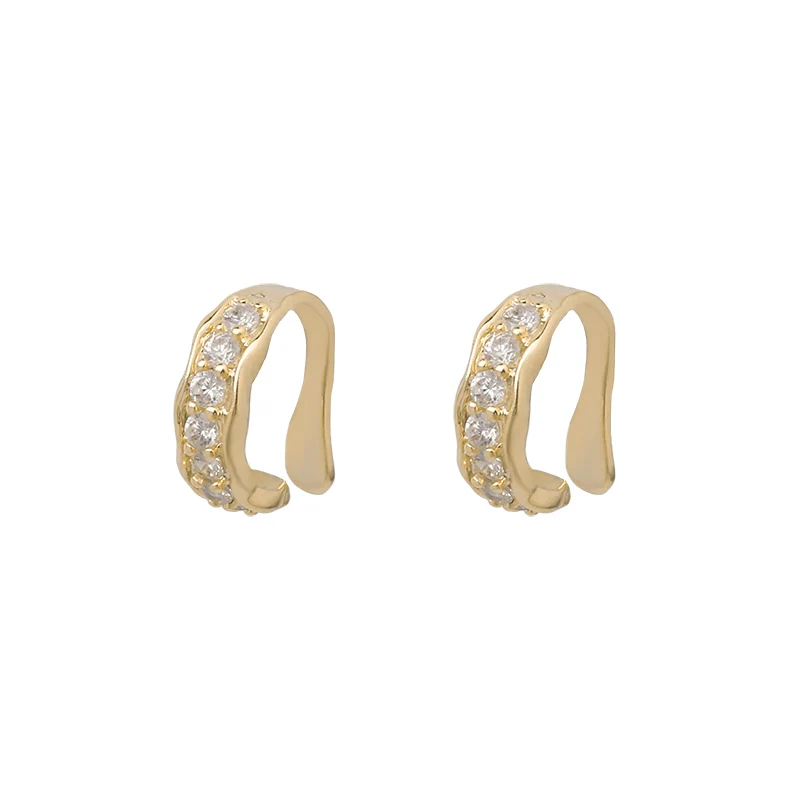 

Korean Zirconia Ear Cuff Clip On Earrings Women Gold Cute CC No Pierced Small Earring Wedding EarCuffs Fine Fashion Jewelry