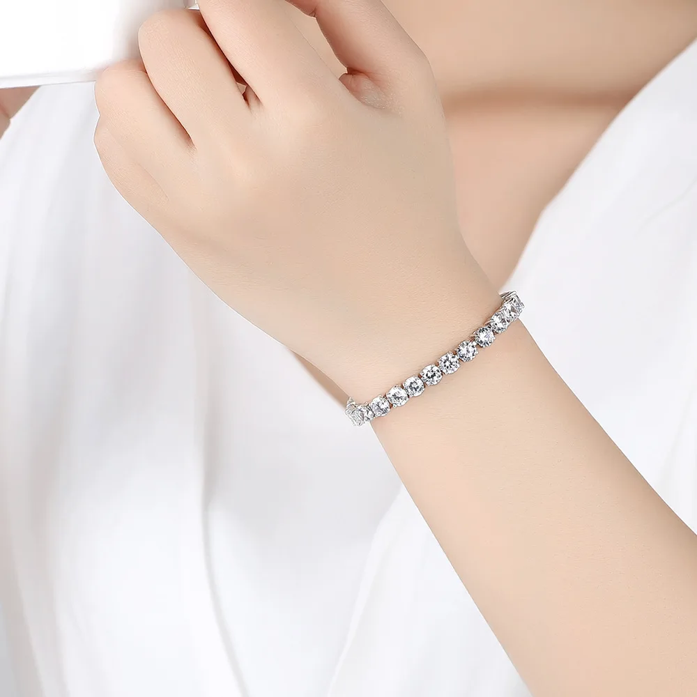 

2021 New Arrival Luxury 925 Sterling Silver Tennis Bracelet Bangle For Women Anniversary Gift Jewelry Wholesale Moonso S5446