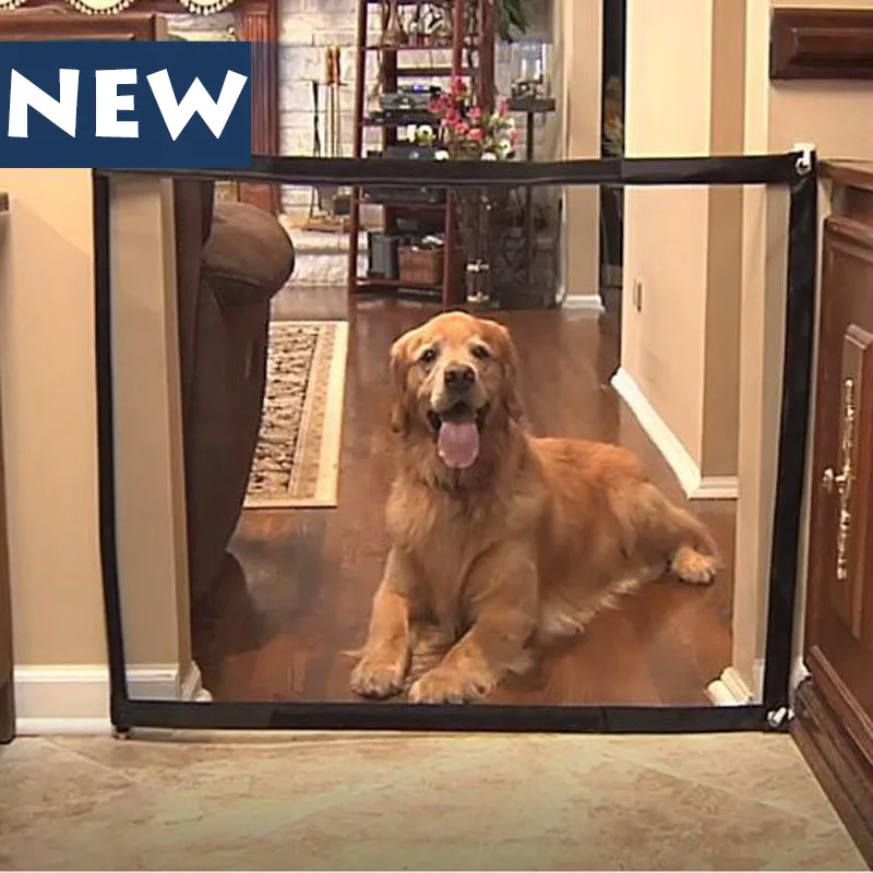 Портативная Складная сетчатая дверь для собак ворота домашних питомцев мягкие