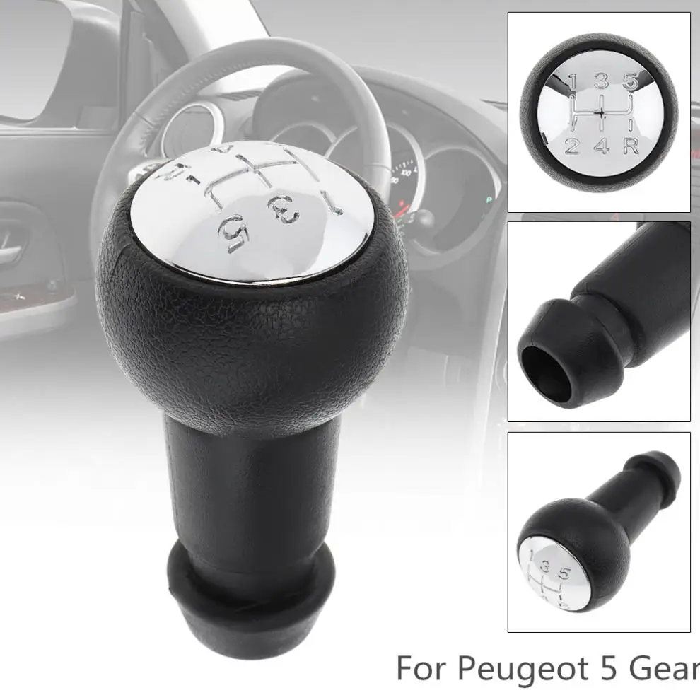 

5 Speed ABS Plastic Chrome Car Manual Handball Gear Shift Knob Fit for Peugeot 106 206 306 406 207 307 407 2008