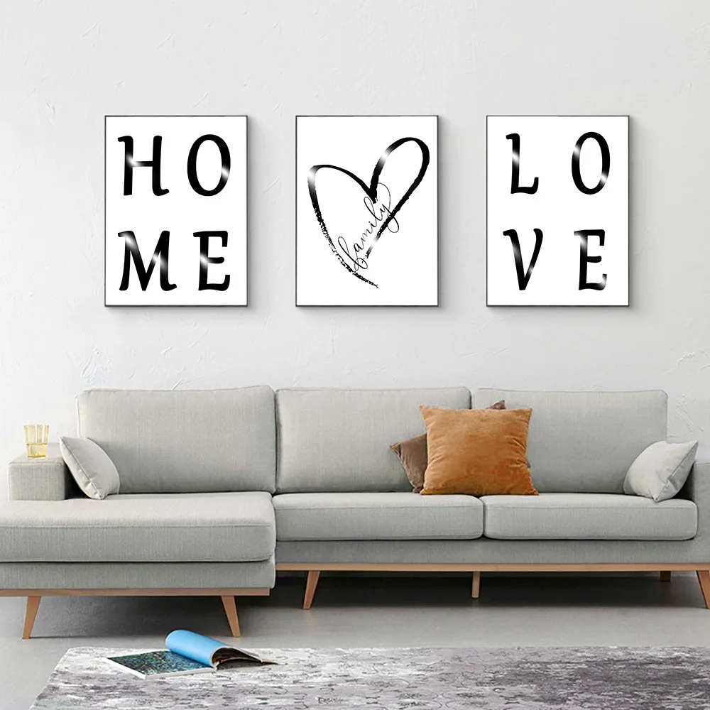 

Scandinavian Style Family Love Poster Black and White Canvas Painting for Living Room Nordic Decoration Home Art