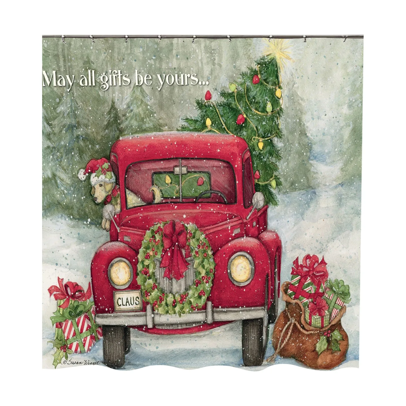 

Digital Printed Waterproof Polyester Christmas Bathroom Partition Shower Curtain Shower Curtain новогодние украшения