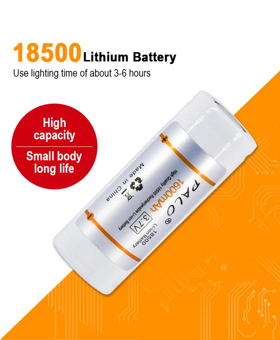 PALO 18500 перезаряжаемая батарея 3,7 V 1600mAh литий-ионная литиевая батарея фонарик Фара электронная-сигарета