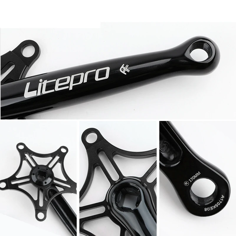 

SEWS-Litepro Folding Bike Crankset 130BCD 170mm Crank Arm with 58T Chainring for Single Speed Bicycle