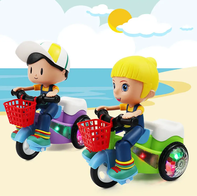 

1pc Children Electric Stunt Tricycle Cartoon Boys And Girls Music Lights Rotate 360 Degrees Toys For Children