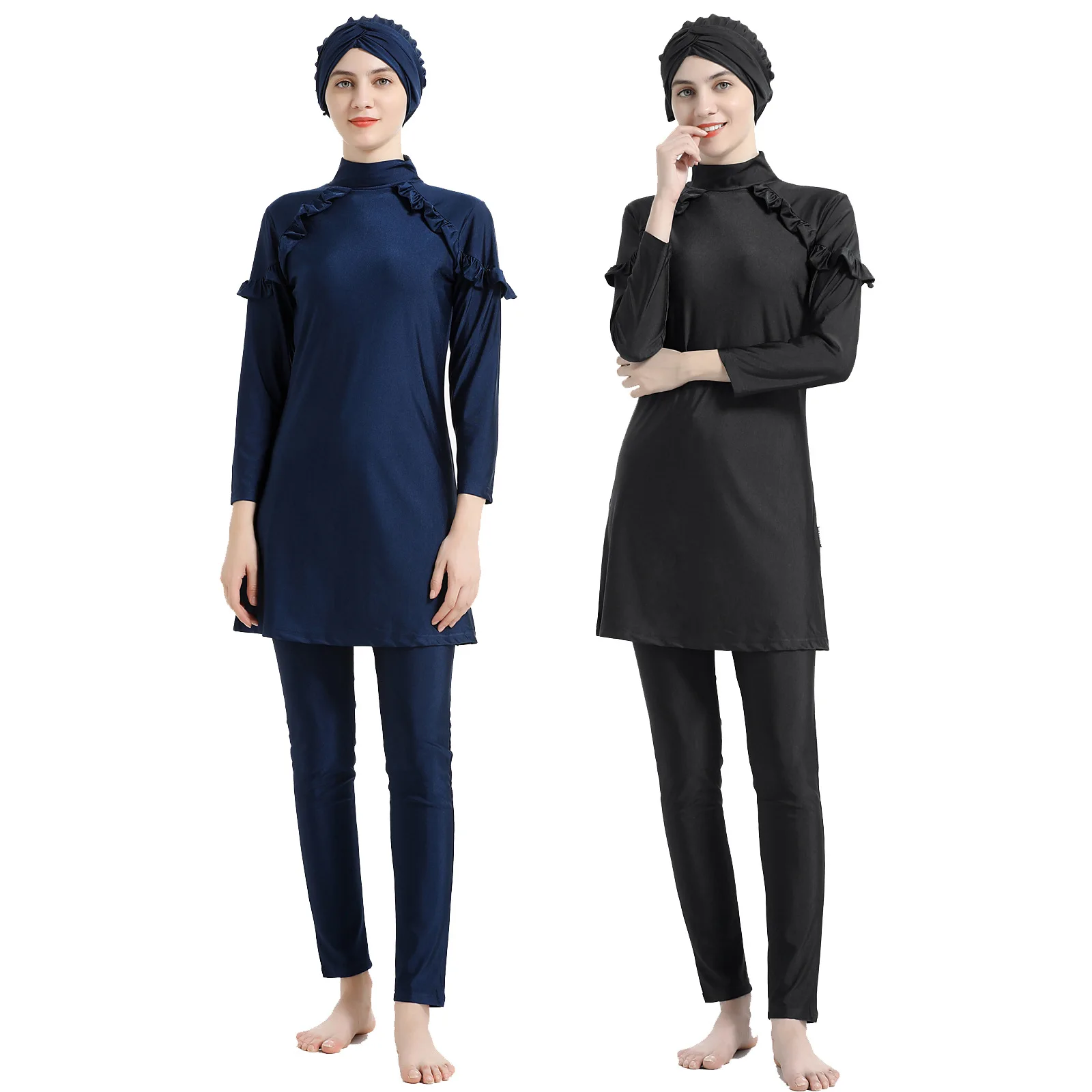 

Women Plus Size Muslim Swimsuit Burkinis Modest Clothing Islamic Long Sleeves Muslimah Hijab Full Cover Swimwears