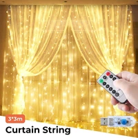 3x3 meters christmas led string lights curtain garland on the window remote control fairy light home decoration holiday lighting