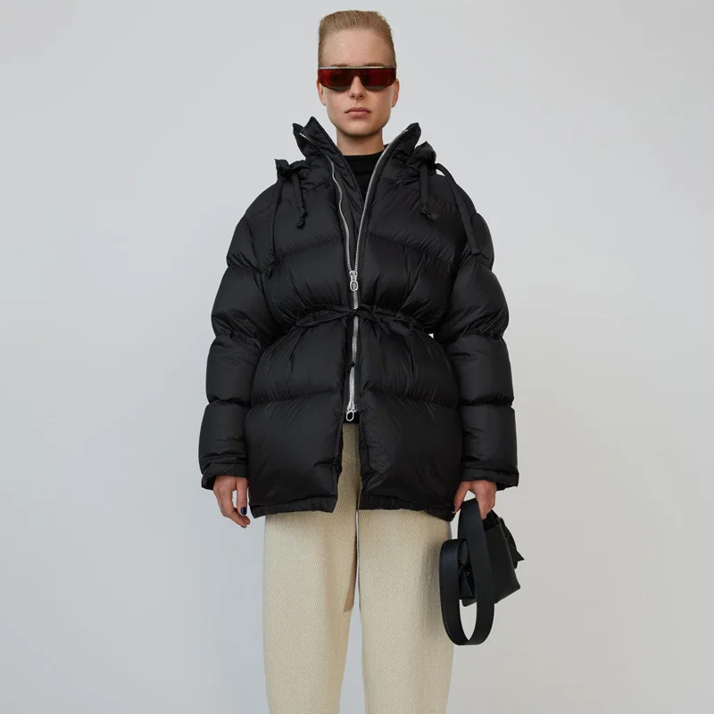 Janveny женский зимний пуховик с капюшоном 90% пальто на белом утином пуху модная