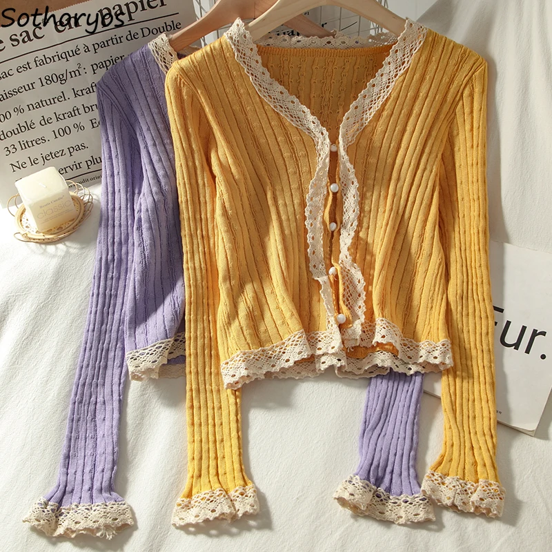 

Кардиганы Для женщин кружева Мода Сладкий фея шик в стиле «Принцесса», платье с короткими рукавами, сексуальное однобортный вязаный уличная нежный ретро-дизайн