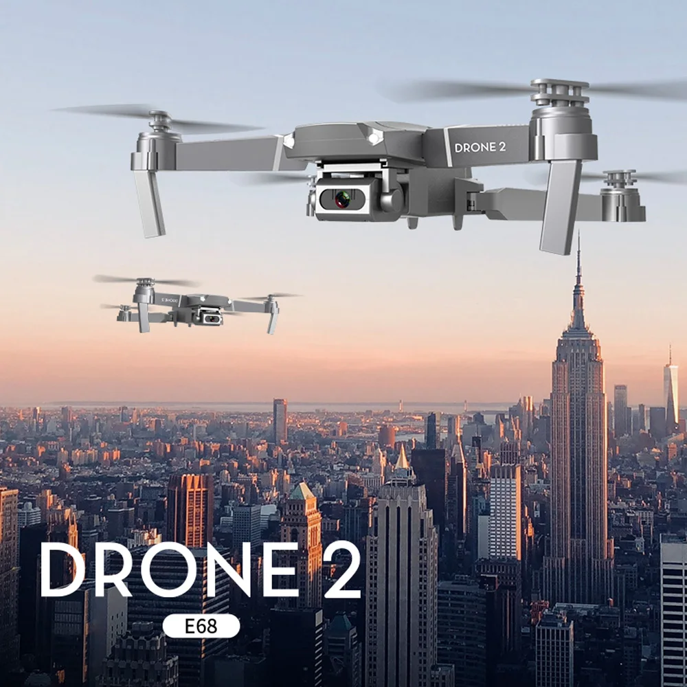 Складной Дрон E68 с широкоугольной камерой Wi Fi FPV 4K HD режим высокого удержания