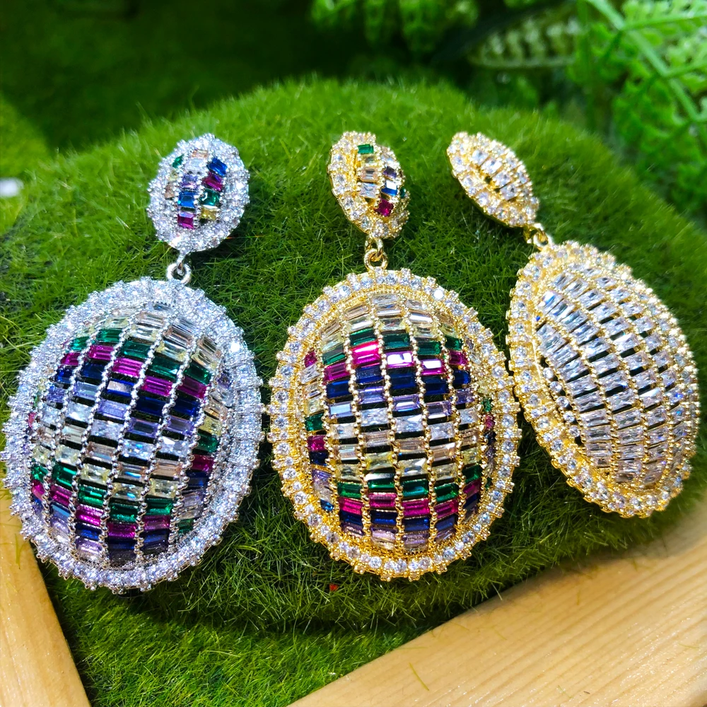 

missvikki Luxury Multicolor Big Round Drop Earrings For Women Wedding Cubic Zirconia серьги Jewelry серьги 2021 тренд New Trendy