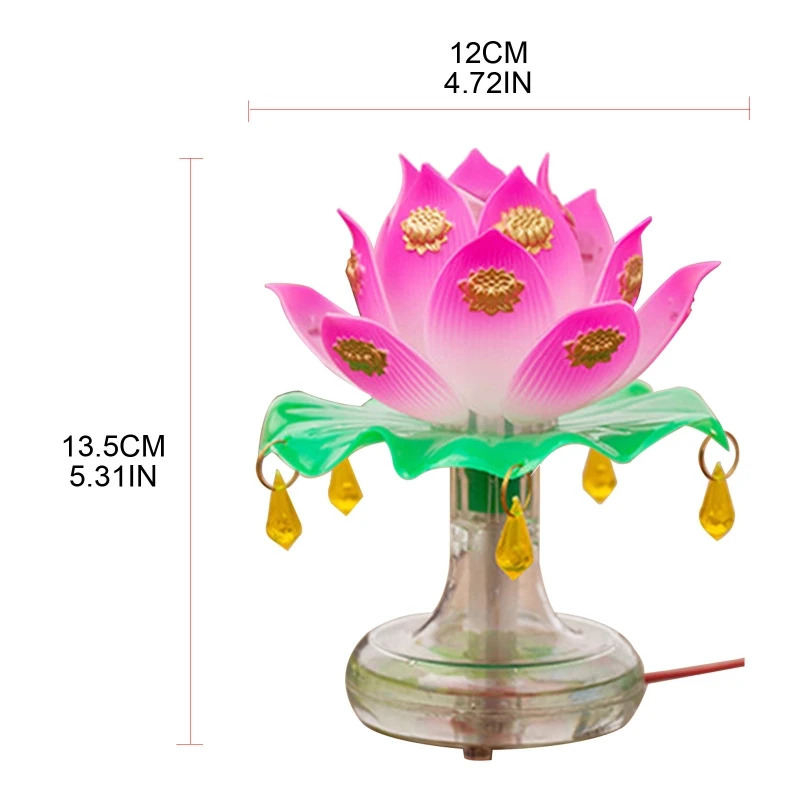 

2 pcs/set Buddhistic Lotus Lamp Colorful Lotus Lamp Desktop Decoration Light for Home Meditation Worship Buddhism Temple