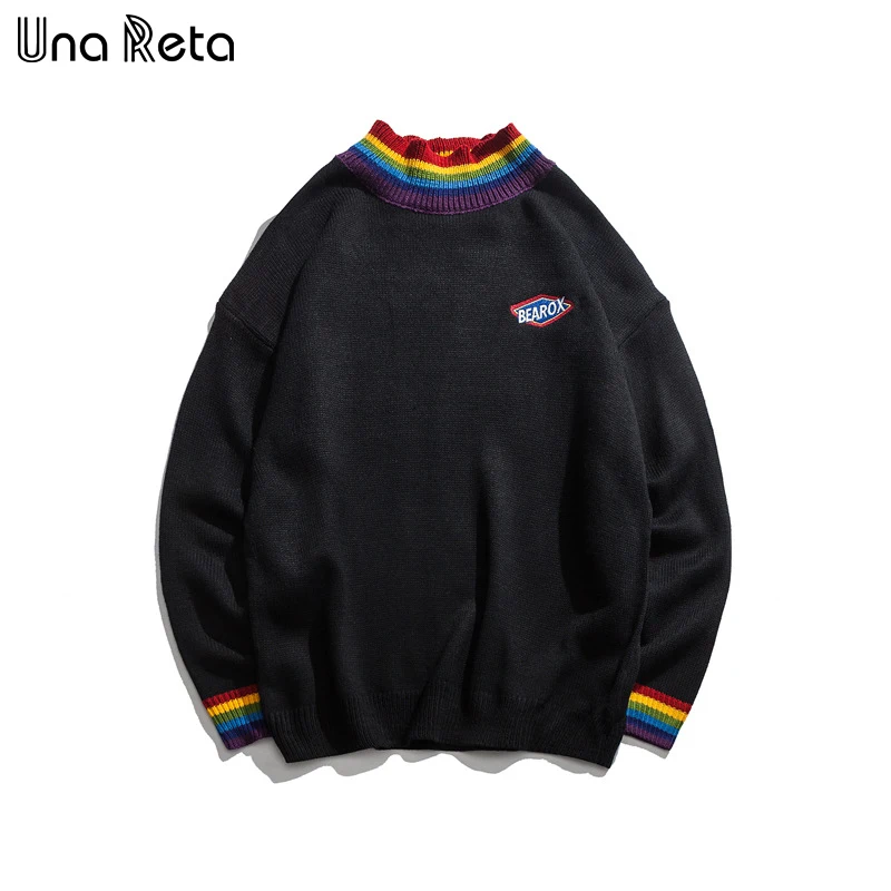 

Свитер Una Reta мужской в стиле Харадзюку, новый зимний цветной пуловер в стиле хип-хоп с круглым вырезом, Свободный Мужской свитер в стиле пэчв...