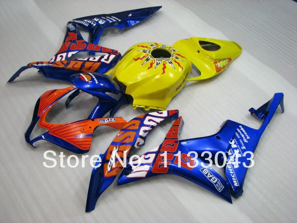 

100%Fit Injection Fairing kits for HONDA CBR 600RR 07 08 F5 2007 2008 CBR600RR 2007 2008 orange yellow blue fairing parts #SV6T