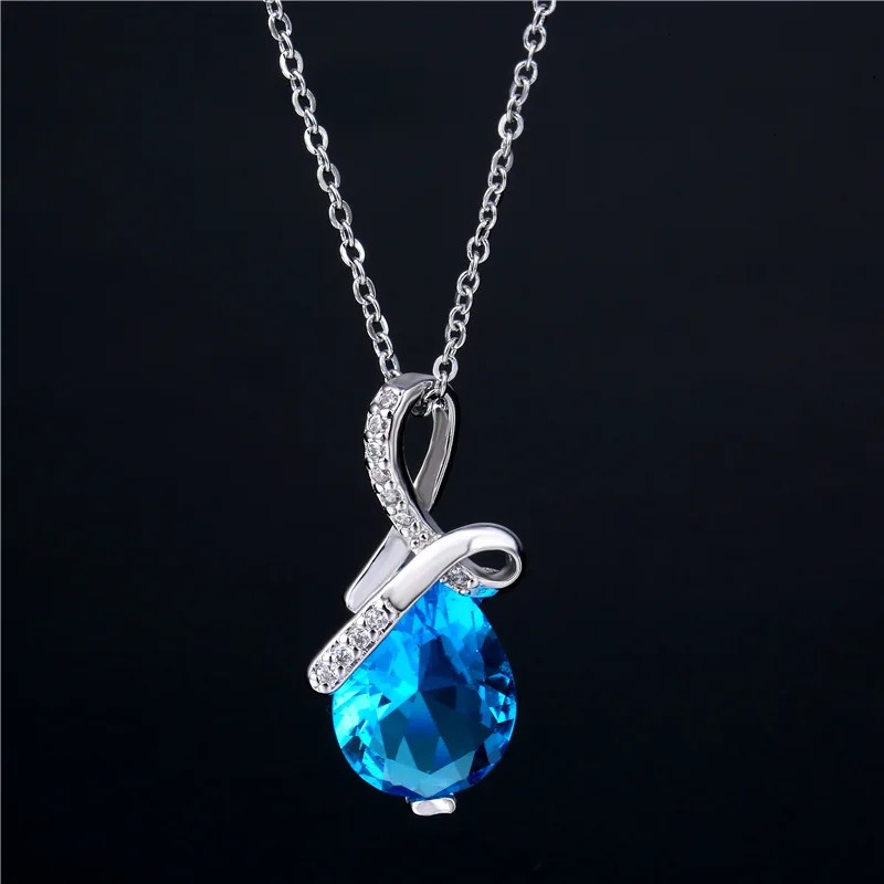 

New Silver Pendant Simple Classic Angel Tear Zircon Necklace Suitable for Temperament Women