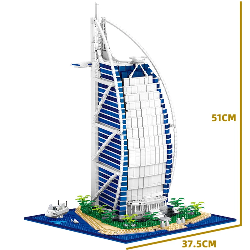 

0963 Chinese Architecture Model Toys The De La Tour Hotel Arabia Building Blocks Assembly Model Bricks Kids Christmas Toys Gifts