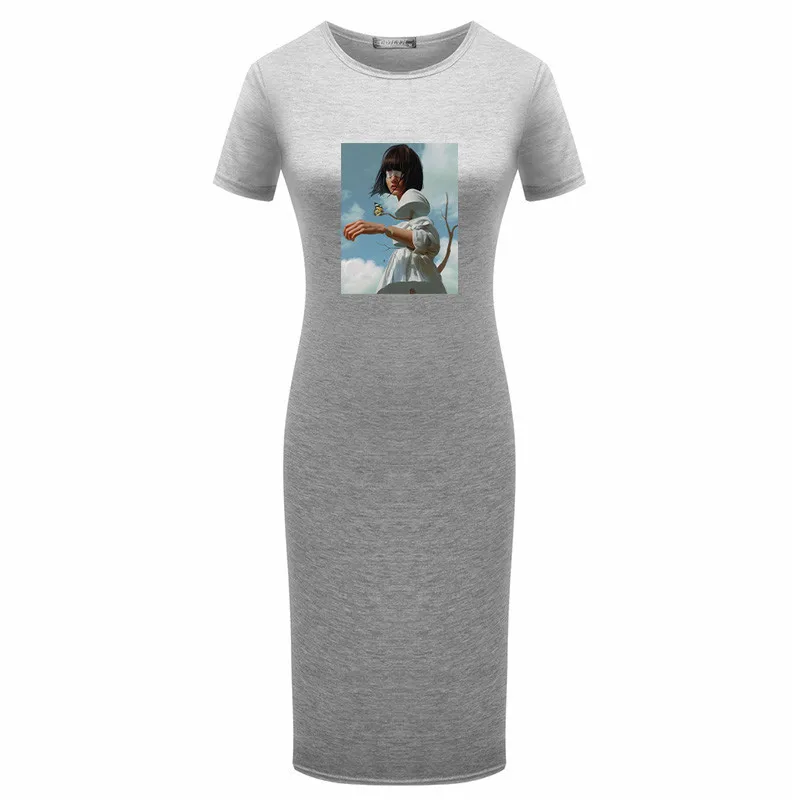 

2020 Plus Size 5XL Womens Pencil Dress Art Girl Print Summer Short Sleeve Slim Bodycon Dress Tunic Round Neck Casual Vestidos