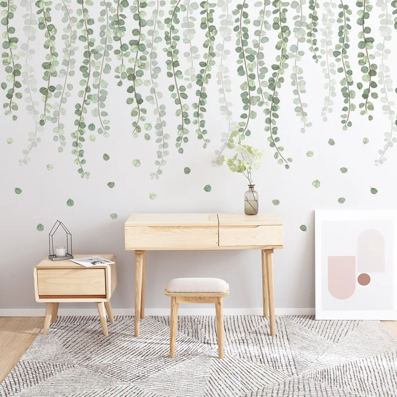 

Art Home Decor Stickers for Wall Nordic Style Rattan Leaves Wall Stickers for Living Room Bedroom Eco-friendly Vinyl Wall Decals