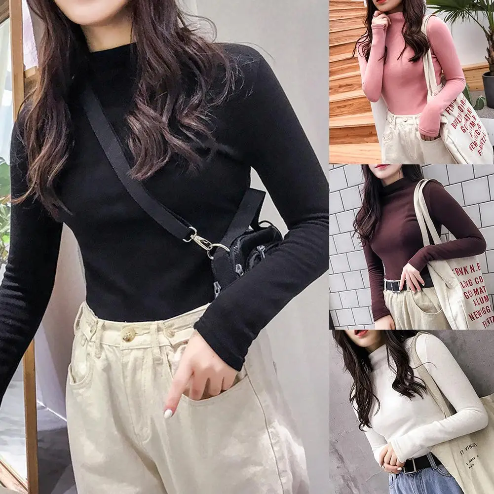 Весна Осень 2020 Модная элегантная женская Однотонная рубашка с высоким