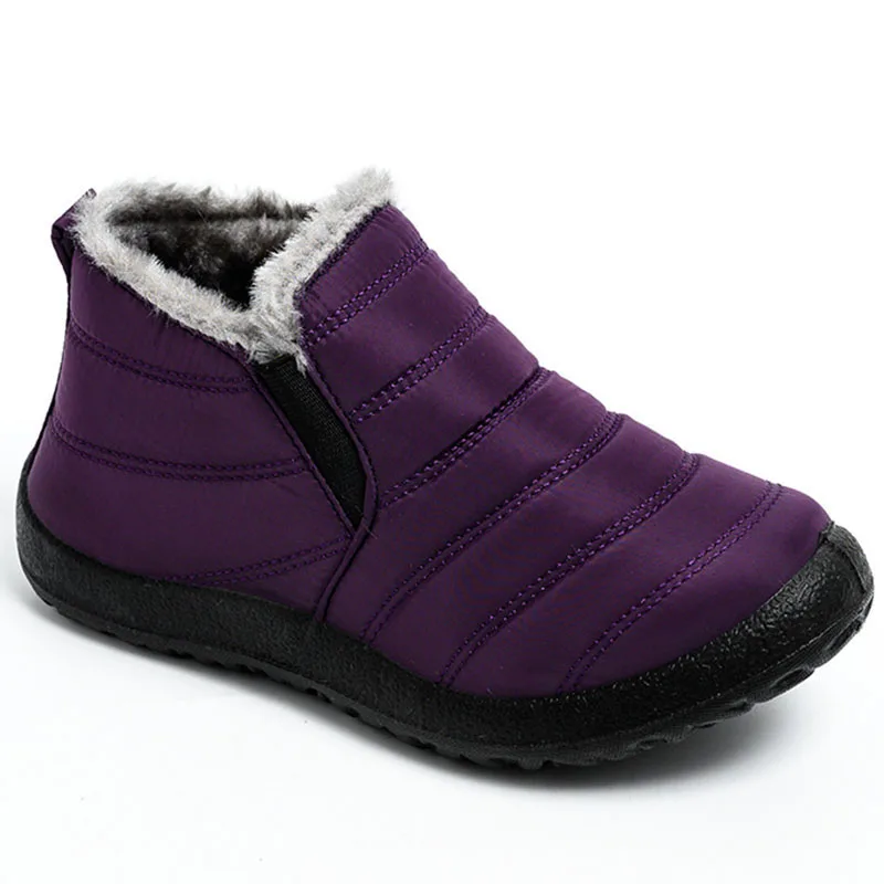 

Female short boots plush comfortable warm flat winter boots outdoor non-slip and waterproof snow boots short hiking shoes