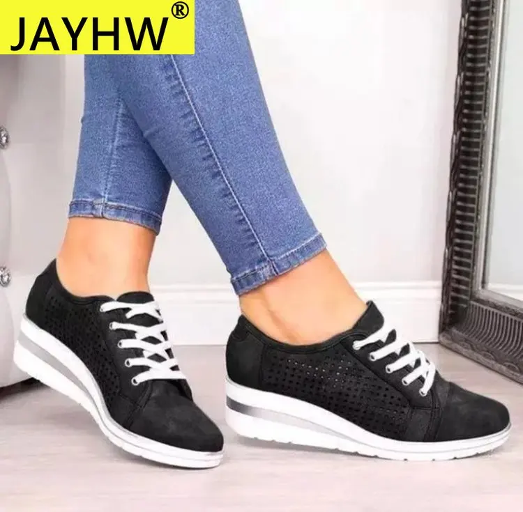 

JAYHW Women Casual Shoes Lace-up Platform Wedges Sneakers For Woman Breathable Ladies Fashion Sports Shoes Women Vulcanize Shoes