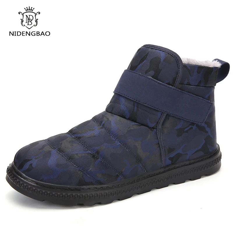 

Men Winter Waterproof Snow Boots Couple Warm Fur Plush Ankle Boots Unisex Wear-Resistant Boots Men Winter Shoes Big Size 38-47