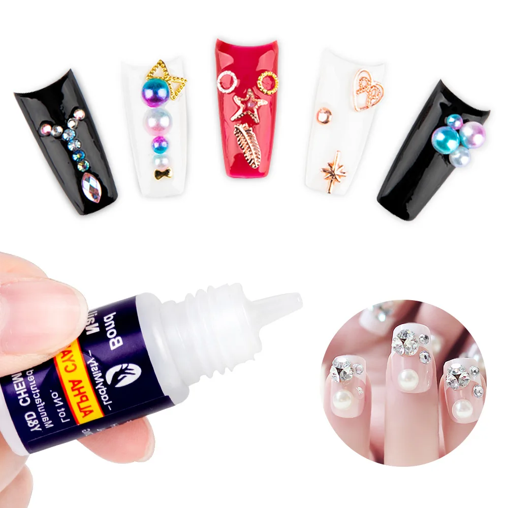 Ложный клей для нейл арта ногтей УФ акриловые стразы декоративные наклейки