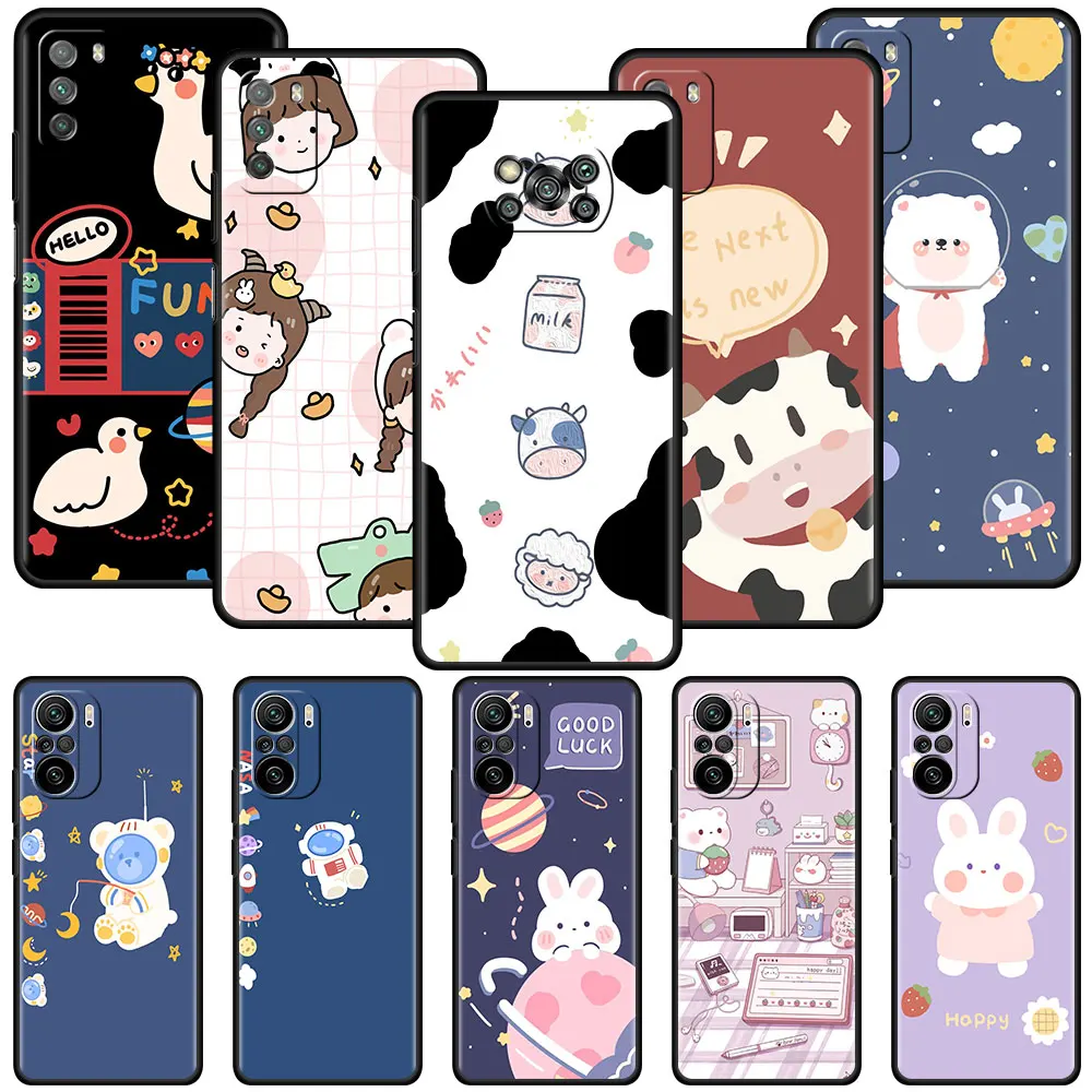 

Phone Cases for Xiaomi Redmi Note 9S 9 8 7 8T 10 Pro K40 9C 9A 7A 6A 8A 6 Soft Silicone Funda Cartoon Miu Cute Cover
