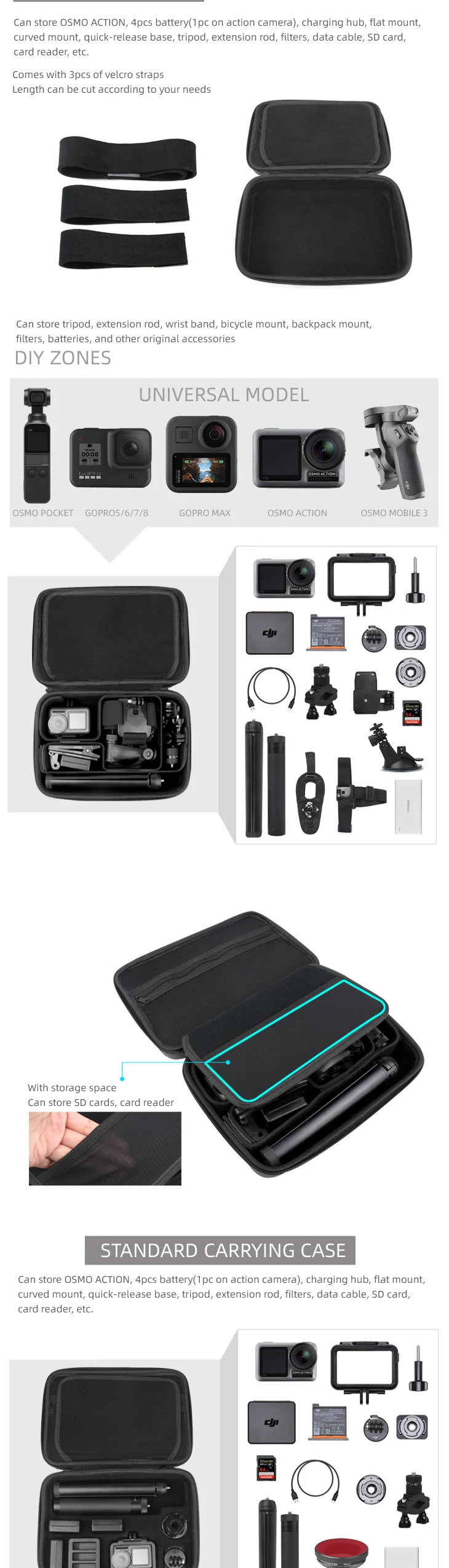 Sunnylife Сумка Для Хранения Чехол для DJI OSMO ACTION GoPro 8/MAX Series
