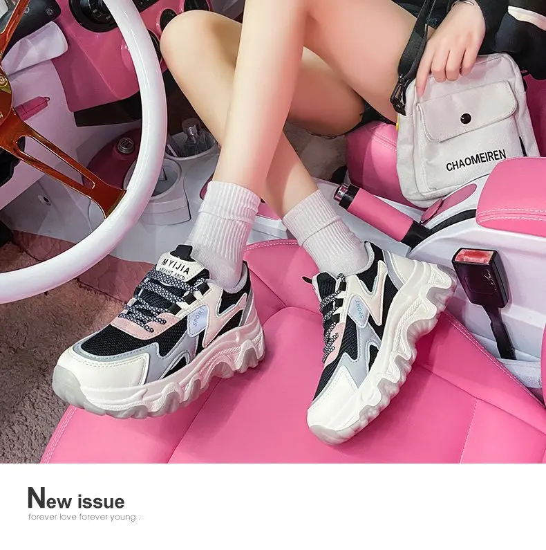 

2021 Spring New Korean Casual Sports Shoes Women's Thick-soled Increased Shoes Fashion Running Shoes