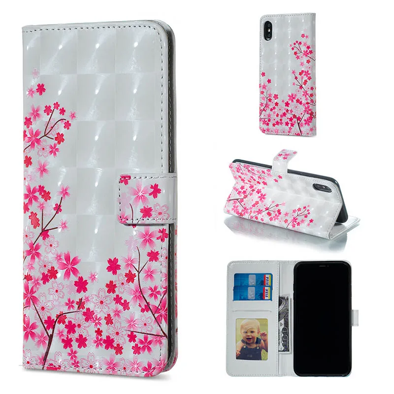 Cherry Blossoms Кожаный бумажник чехол для телефона для samsung Galaxy S6 S7 край S8 S9 плюс S9+ S8+ S10 S10e A320 A520 A6 A8 A7 A9 цветок чехол с откидной крышкой - Цвет: Cherry Blossoms