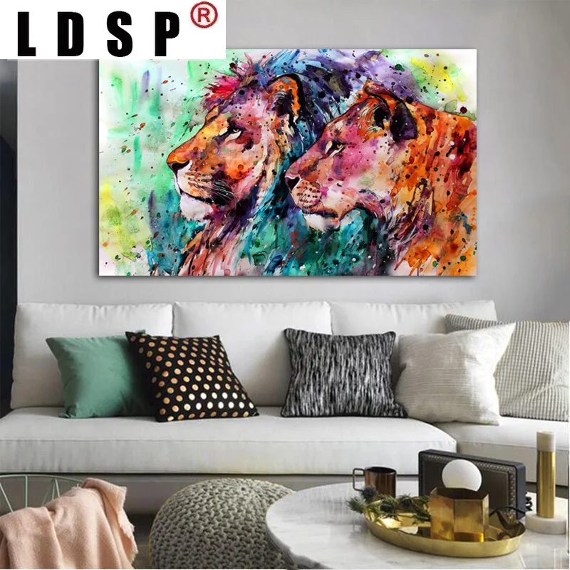 

LDSP Abstract Lion Canvas Painting Impressionist Animal Home Decor Posters And Prints Modern Wall Art Pictures for Living Room