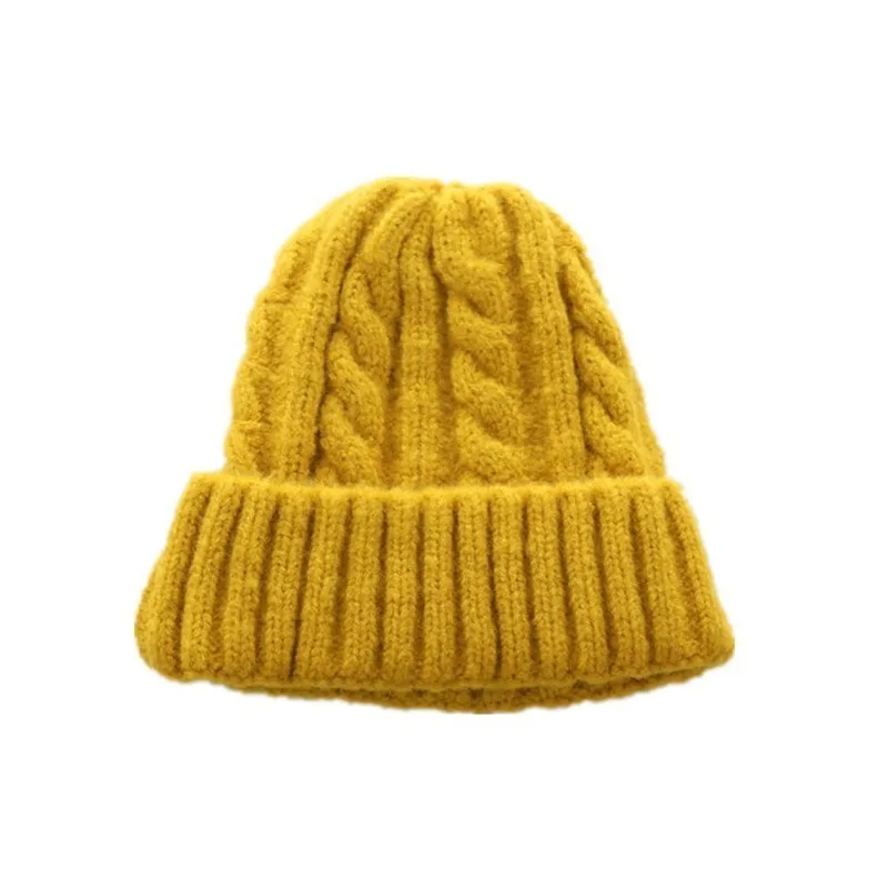 Hot Women wool Beanies Girl Winter Hat Candy Colors Hats Thick Warm Bonnet Beanie Soft Knitted Twist Pattern Caps | Аксессуары для