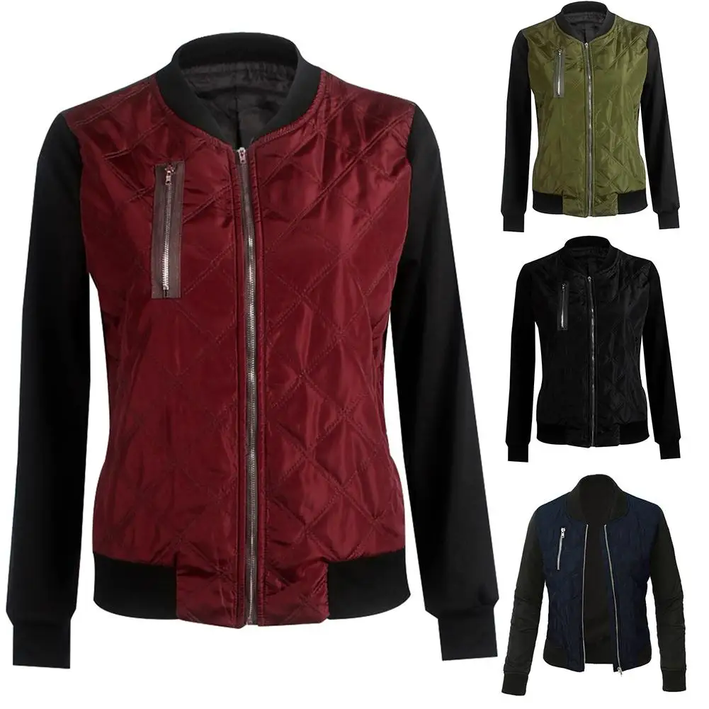 Куртка-бомбер женская с длинным рукавом на молнии повседневная для зимы |