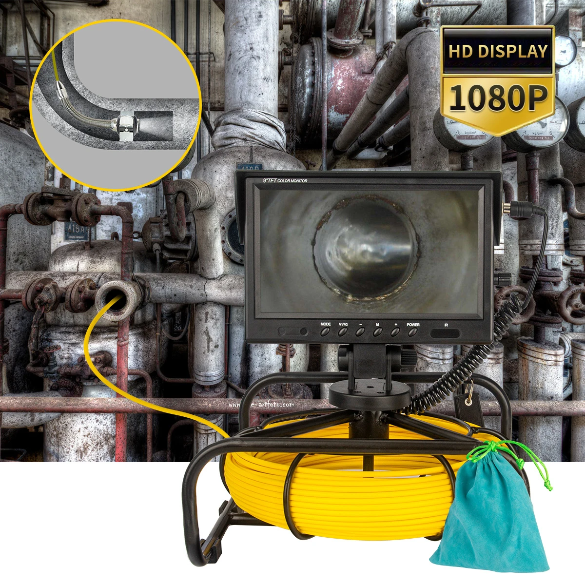 23мм Видеокамера регистратор трубопроводного эндоскопа для осмотра подводных промышленных труб, канализационных стоков, очистки стен эндоскопа.