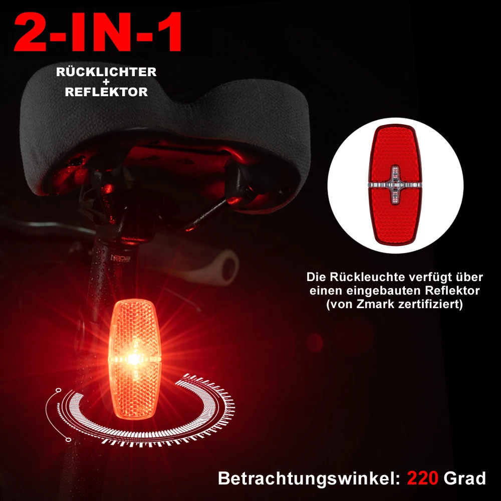 Велосветильник Toptrek предупреждающий задсветильник и передний свет