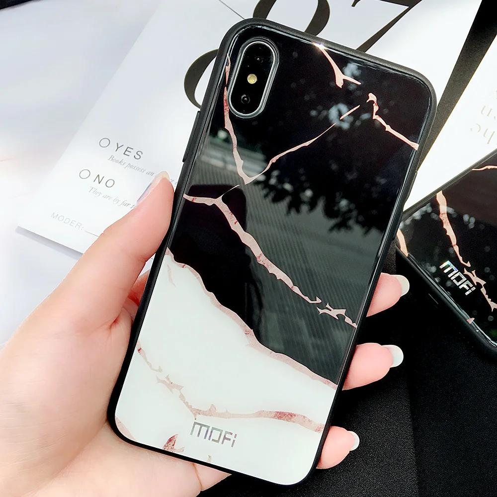Чехол для iphone X Mofi x чехол из закаленного стекла задняя крышка твердого мрамора