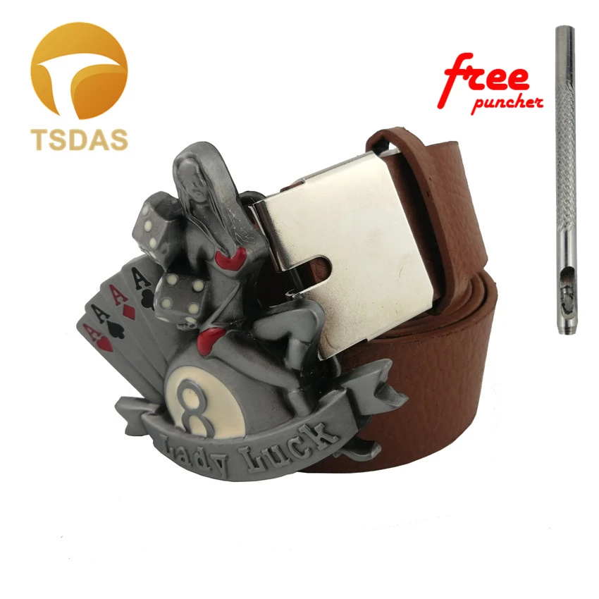 В ковбойском стиле Роскошные Для мужчин металлические пряжки ремня леди Luck Покер