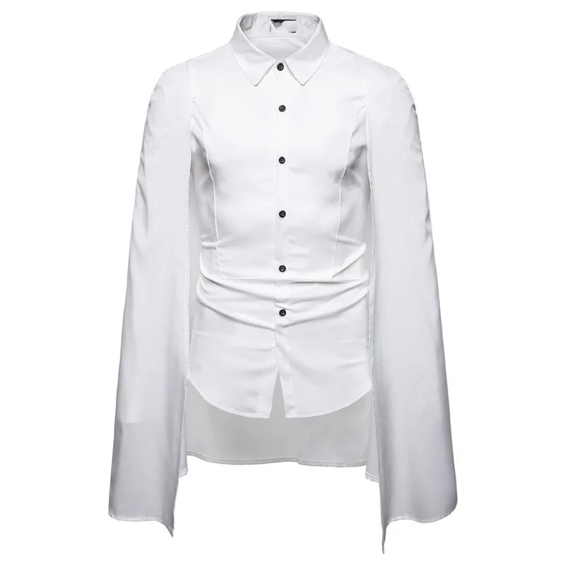 Мужская приталенная рубашка повседневный однобортный плащ-смокинг с длинным