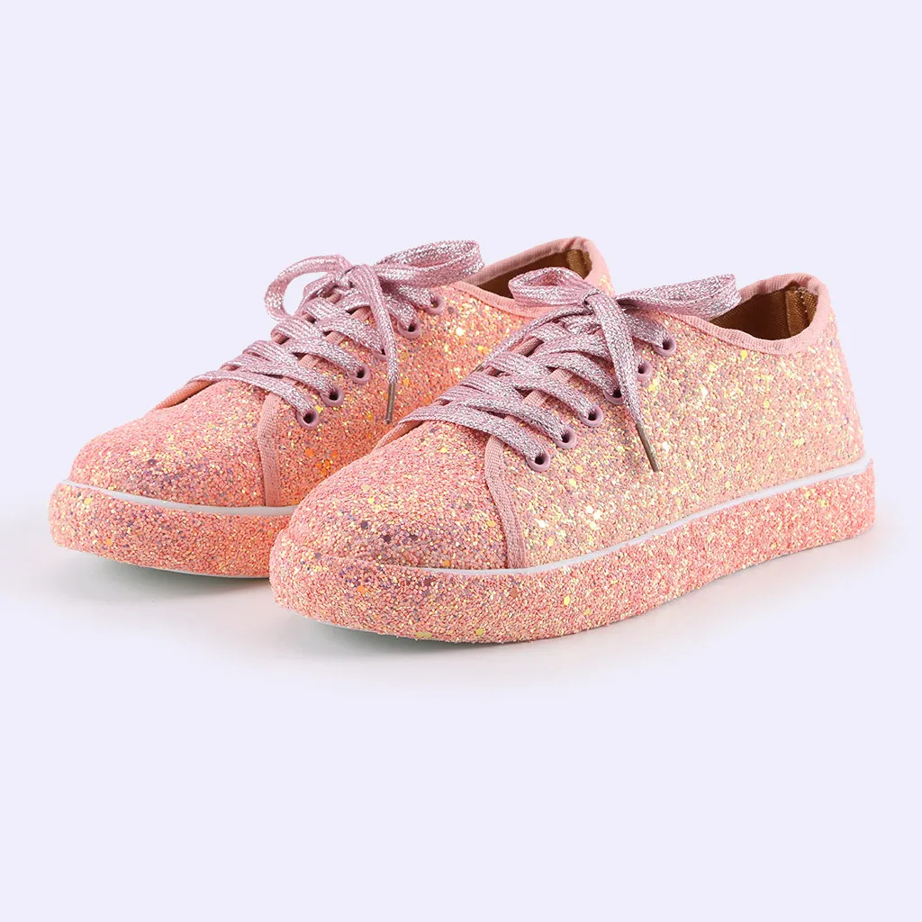 Кроссовки женские блестящие на шнуровке модная повседневная спортивная обувь