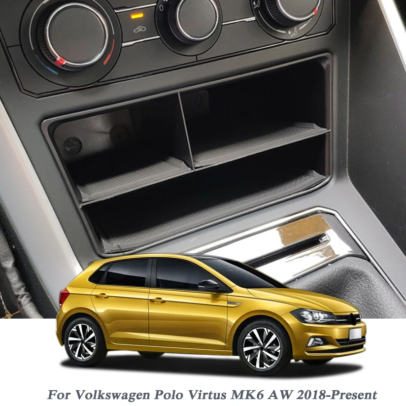 Car Styling For Volkswagen Polo Virtus MK6 AW 2018-Present Car Center Console Storage Box Cover Interior Car Front Rear Door Box