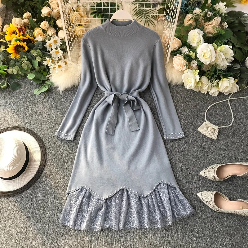 Gagarich женское платье 2019 осень новый стиль Корейская версия длинный рукав сетка