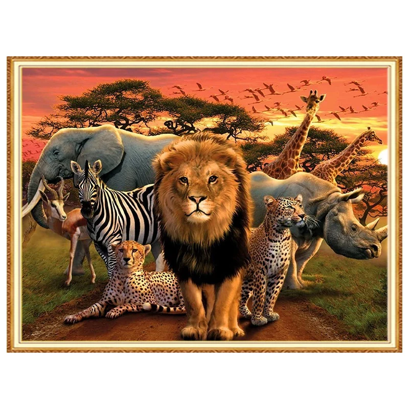 Алмазная живопись MEIAN вышивка крестиком животное леопард слон