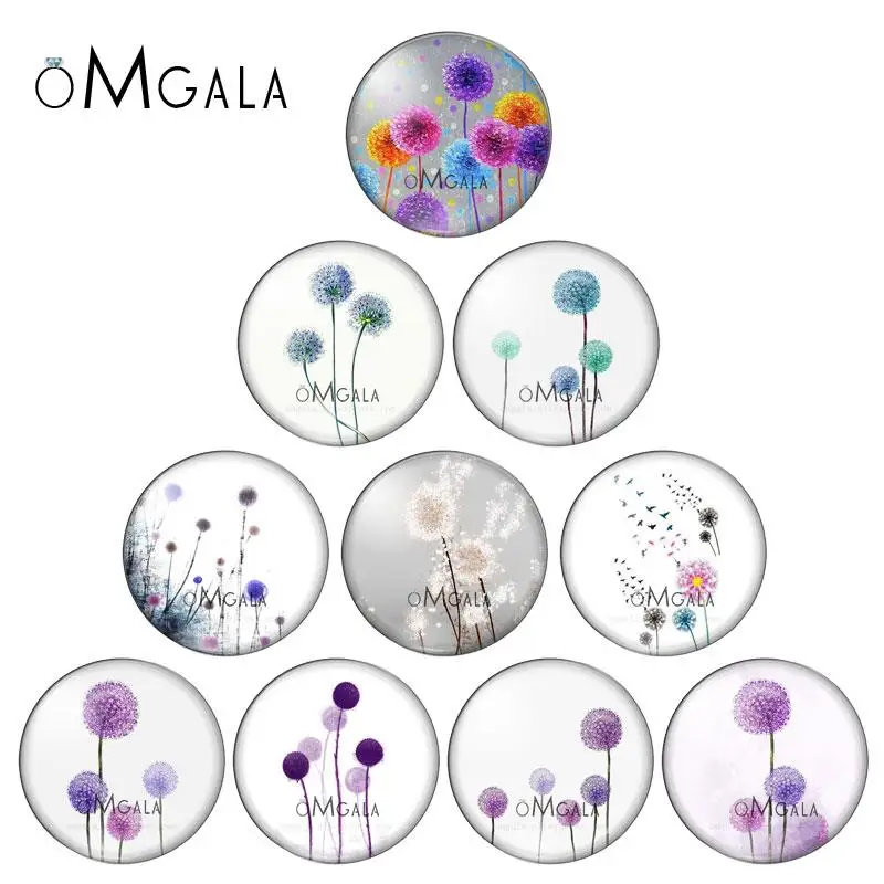 

Artic Blue Purple Dandelion photos 10pcs 12mm/14mm/16mm/18mm20mm//25mm Round photo glass cabochon demo flat back Making findings