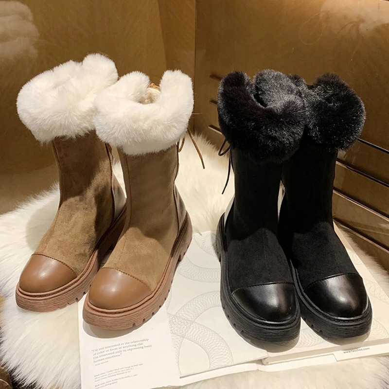

Зимние женские ботинки, обувь, женские теплые ботинки с мехом, ботинки мартинсы на платформе, зимние ботинки, Нескользящие, роскошный дизайн...