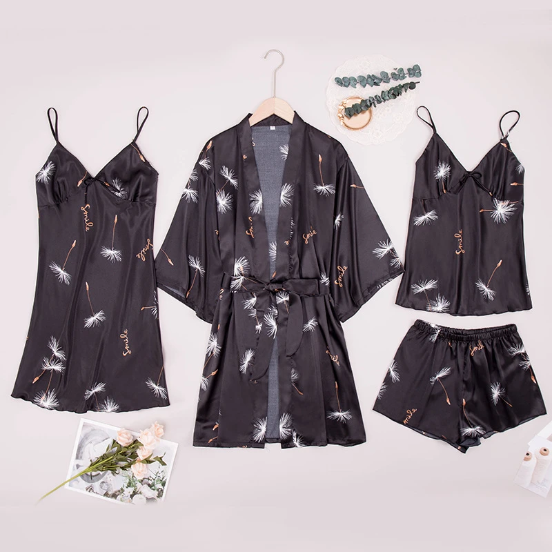 

Женская шелковая ночная сорочка с V-образным вырезом, весна-лето