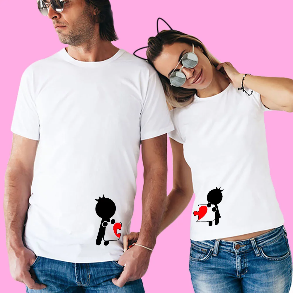 QIM 2019 модная Одинаковая одежда для пар красивая футболка с принтом женщин и