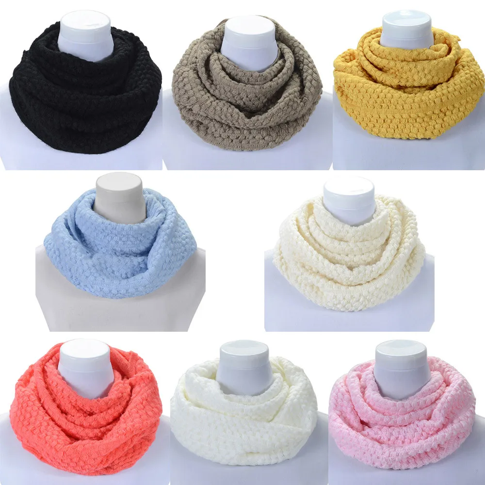Зимний теплый матовый вязаный шарф для женщин женский зимний с 2 кругами хомут